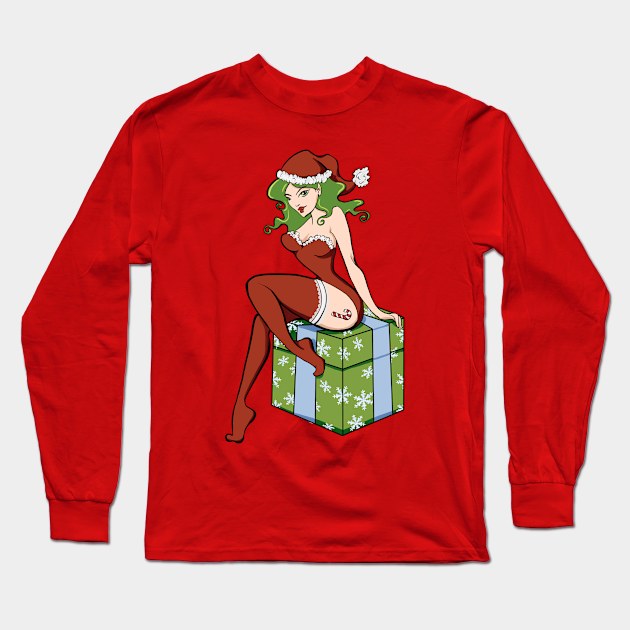 The Naughty Crimbo Elf Long Sleeve T-Shirt by SimonBreeze